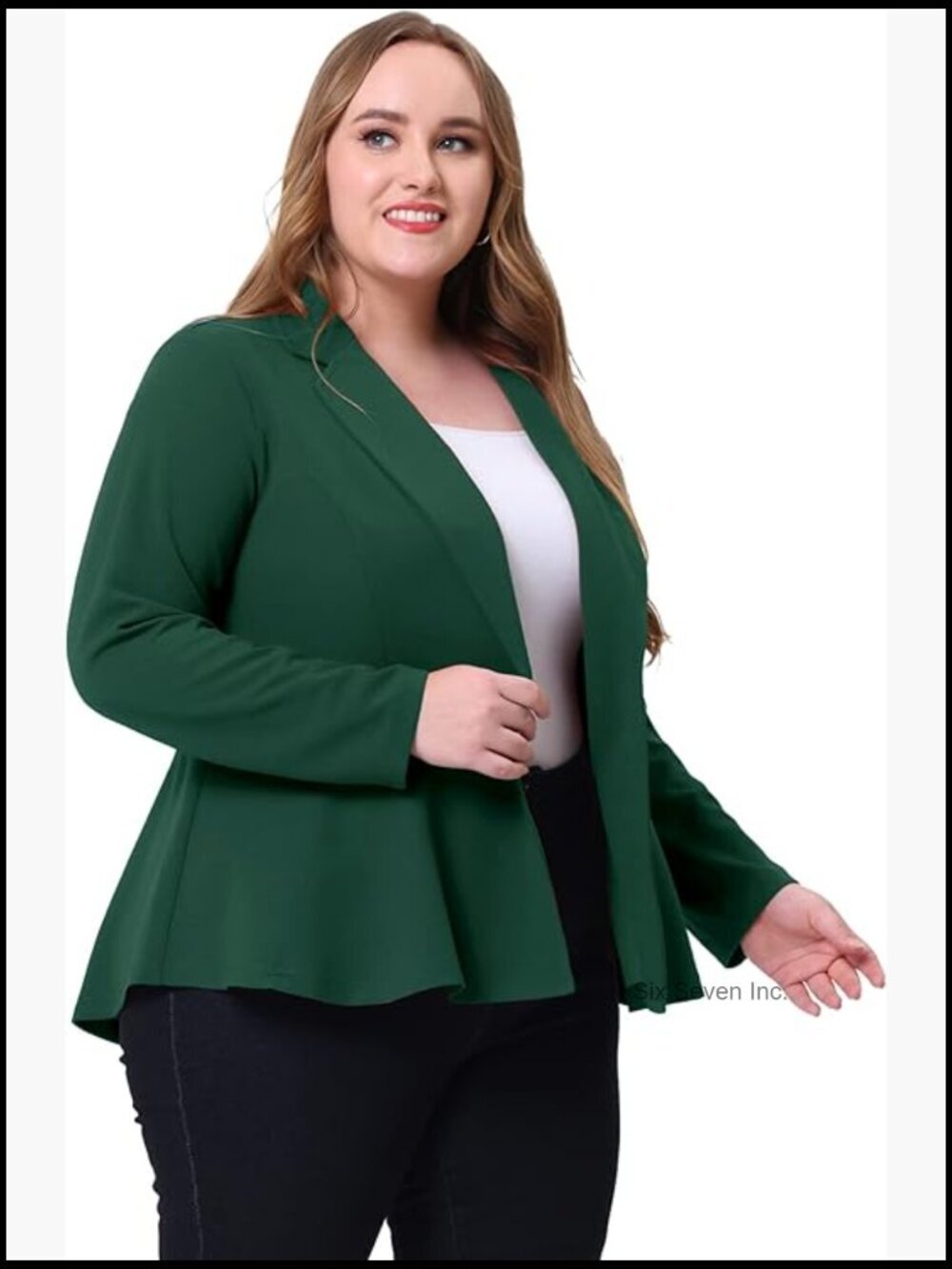 Plus Size Peplum Blazer Notch Lapel Button Up Long Sleeve Business Casual Work
